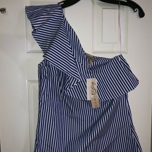 NWT Como Vintage one shoulder striped shirt